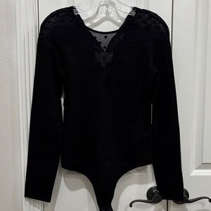 Express Black Lace Detail Bodysuit